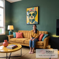 Quadro Decorativo - Frida Kahlo em Cores Vibrantes em sala de estar moderna - quadros decorativos para sala
