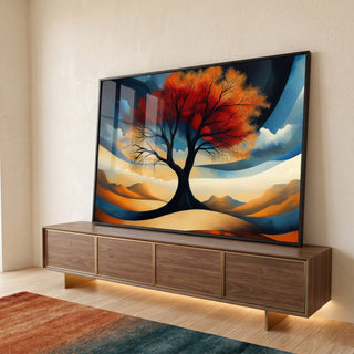 Quadro Decorativo Árvore do Entardecer em ambiente decorado - quadros decorativos para sala