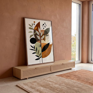 Quadro Decorativo Botânico com Toque Minimalista em ambiente decorado - quadros decorativos para sala