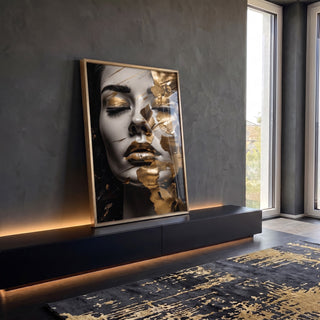 Quadro Decorativo Elegância em Folha de Ouro: Transforme Seu Ambiente em ambiente decorado - quadros decorativos para sala