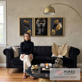 Quadro Decorativo: Mulher Radiante, Luxo em Preto & Ouro em sala de estar moderna - quadros decorativos para sala