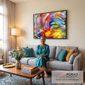 Quadro Decorativo Vibrante: Explosão de Cores Dançantes em sala de estar moderna - quadros decorativos para sala