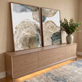Quadro Decorativo: Abstração Azul Dourado - Único e Sofisticado em ambiente decorado - quadros decorativos para sala