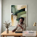 Quadro Decorativo Serene Verde Abstrato em escritorio moderno - quadros decorativos para sala