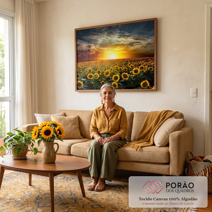 Quadro Decorativo Girassol Majestoso - Inspire-se! em sala de estar moderna - quadros decorativos para sala