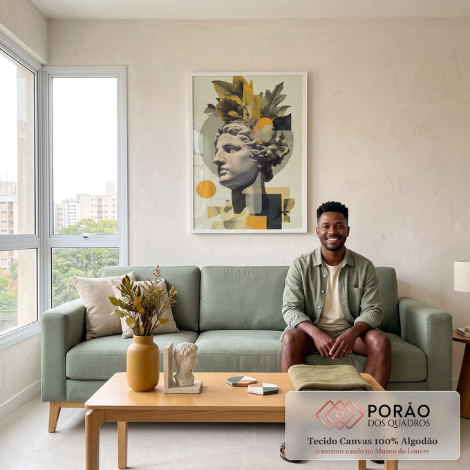 Escultura de Serenidade: Quadro Moderno em sala de estar moderna - quadros decorativos para sala