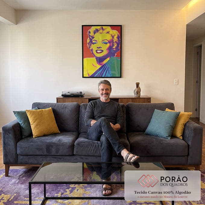 Quadro Decorativo - Marilyn Monroe Pop Arte em sala de estar moderna - quadros decorativos para sala
