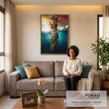 Quadro Decorativo: O Chamado do Oceano - Toque de Azul em sala de estar moderna - quadros decorativos para sala