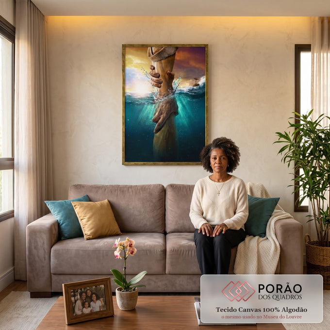 Quadro Decorativo: O Chamado do Oceano - Toque de Azul em sala de estar moderna - quadros decorativos para sala