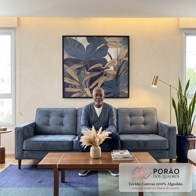 Quadro Decorativo: Folhas Tropicais - Toque de Natureza em sala de estar moderna - quadros decorativos para sala