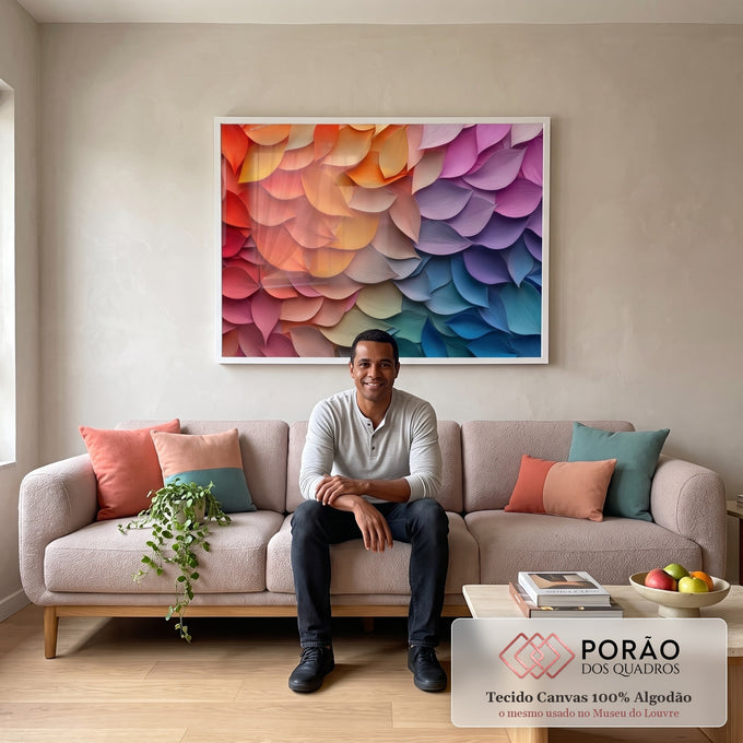 Quadro Decorativo Pétalas Abstratas Arte Moderna em sala de estar moderna - quadros decorativos para sala