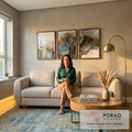 Quadro Decorativo Abstração Preto & Dourado - Luxo Moderno em sala de estar moderna - quadros decorativos para sala