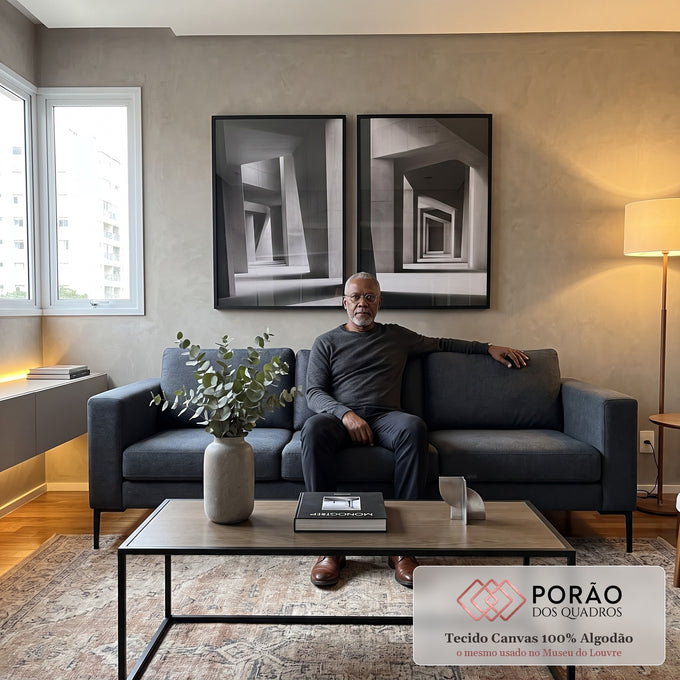 Quadro Decorativo Estruturas em Espiral com Design Contemporâneo em sala de estar moderna - quadros decorativos para sala