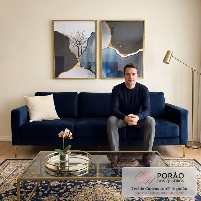 Quadro Decorativo Arrebatador - Essência da Natureza em sala de estar moderna - quadros decorativos para sala