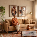 Quadro Decorativo Abstrato Aconchegante em sala de estar moderna - quadros decorativos para sala