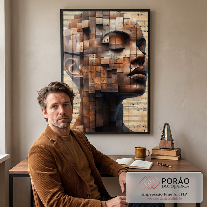Quadro Decorativo Mulher em Tons Marrons em escritorio moderno - quadros decorativos para sala