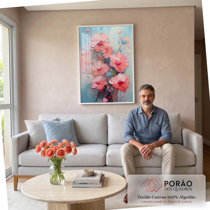 Quadro Decorativo Abstrato Primavera Doce 1 - Elegância e Modernidade para Sua Decoração em sala de estar moderna - quadros decorativos para sala