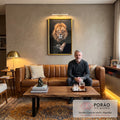 Quadro Decorativo O Leão Majestoso: Aura de Poder em sala de estar moderna - quadros decorativos para sala