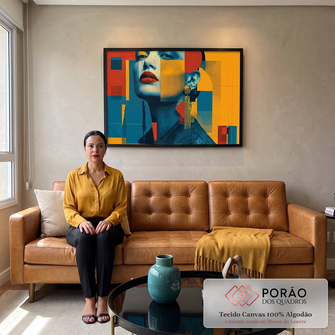 Quadro Decorativo Mulher Moderna em sala de estar moderna - quadros decorativos para sala