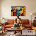 Quadro Decorativo Abstrato com Formas Geométricas em sala de estar moderna - quadros decorativos para sala