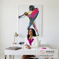 Quadro Decorativo Músico Vibrante em escritorio moderno - quadros decorativos para sala