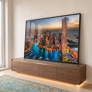 Quadro Decorativo: Esplendor de Dubai no Pôr do Sol em ambiente decorado - quadros decorativos para sala