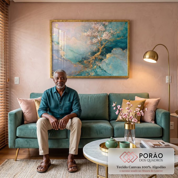 Quadro Decorativo Árvore da Vida Colorida em sala de estar moderna - quadros decorativos para sala