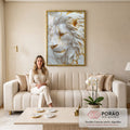 Quadro Decorativo Leão Majestoso Sofisticado em sala de estar moderna - quadros decorativos para sala