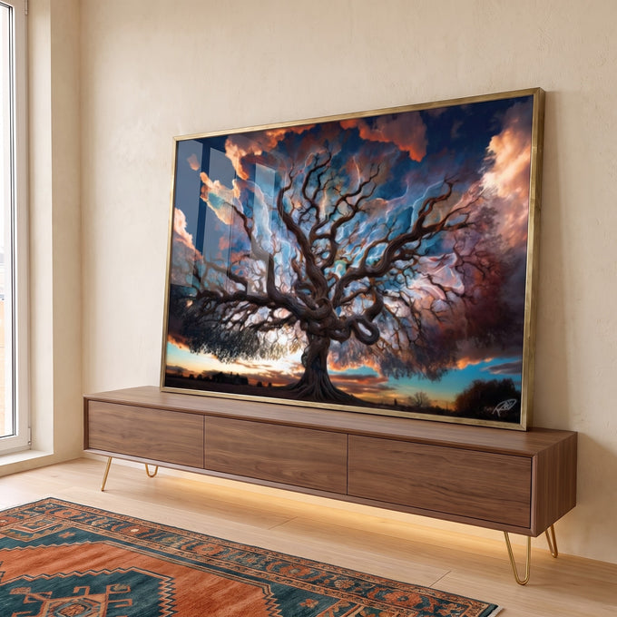 Quadro Decorativo Árvore da Elegância - Toque de Harmonia em ambiente decorado - quadros decorativos para sala