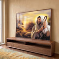 Quadro Decorativo: O Bom Pastor em Harmonia com a Natureza em ambiente decorado - quadros decorativos para sala