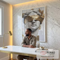Quadro Decorativo Serenity em Mármore Dourado em escritorio moderno - quadros decorativos para sala