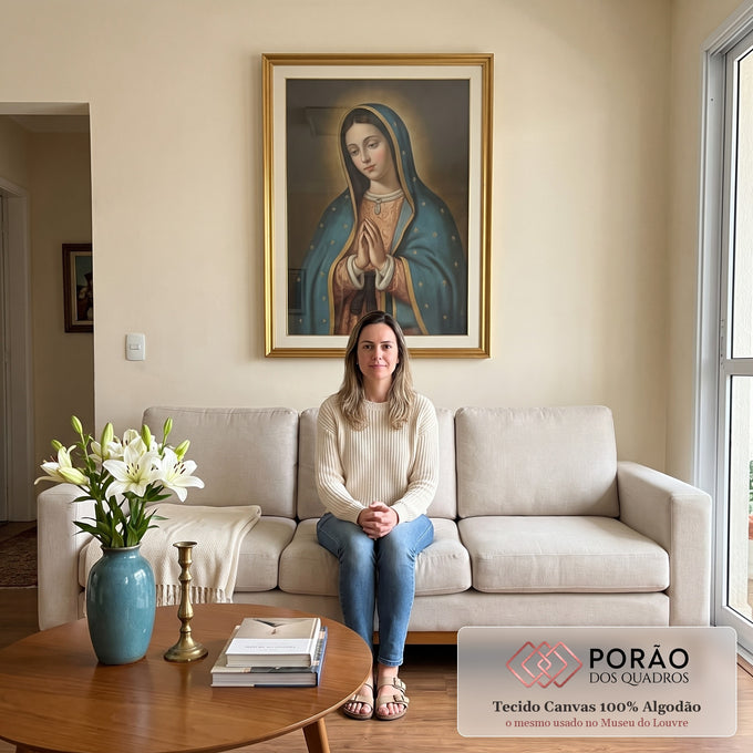 Quadro Decorativo A Esperança da Virgem Maria Beleza e Inspiração em sala de estar moderna - quadros decorativos para sala