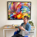 Quadro Decorativo Vibrante: Explosão de Cores Dançantes em escritorio moderno - quadros decorativos para sala