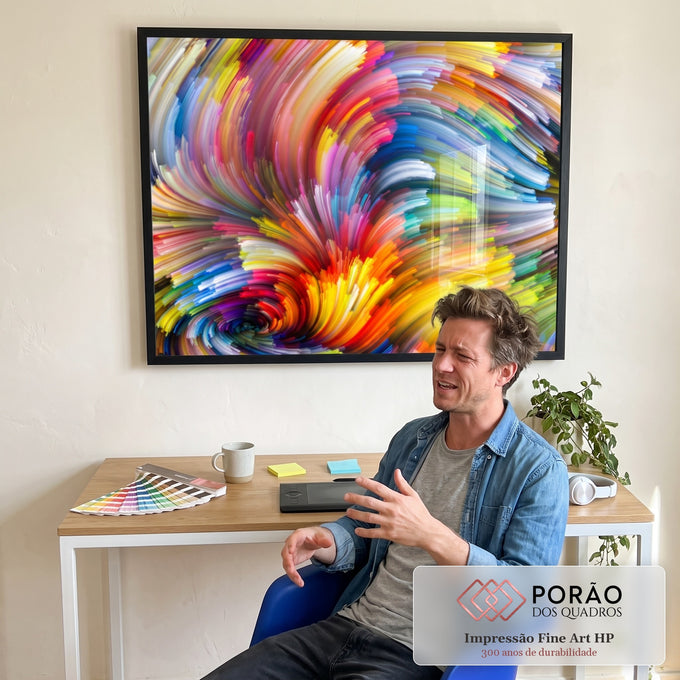 Quadro Decorativo Vibrante: Explosão de Cores Dançantes em escritorio moderno - quadros decorativos para sala
