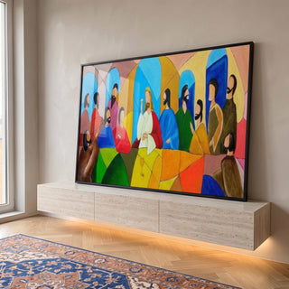 Quadro Decorativo: A Última Ceia em Detalhes Realistas em ambiente decorado - quadros decorativos para sala