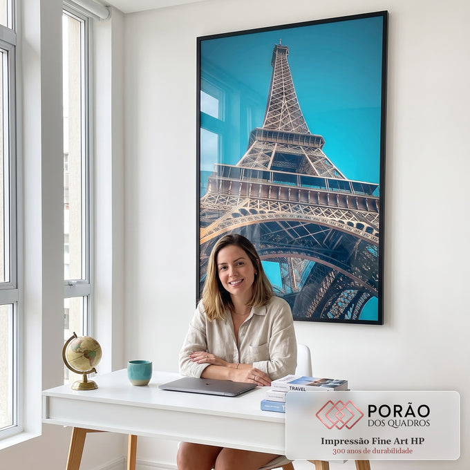 Quadro Decorativo Premium A Imponência da Torre Eiffel em escritorio moderno - quadros decorativos para sala
