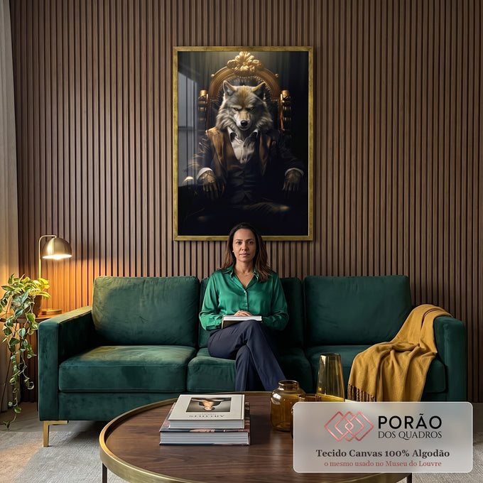 Quadro Decorativo Lobo Executivo - Elegância e Sofisticação para sua Decoração em sala de estar moderna - quadros decorativos para sala