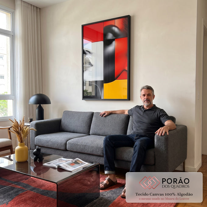 Quadro Decorativo Mulher Minimalista - Sofisticação e Empoderamento em sala de estar moderna - quadros decorativos para sala