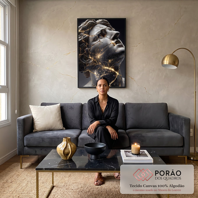 Quadro Decorativo Escultural Futurista em sala de estar moderna - quadros decorativos para sala
