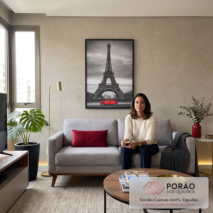 Quadro Decorativo Charme Parisiense: Elegância e Romance em sala de estar moderna - quadros decorativos para sala