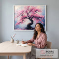 Quadro Decorativo Árvore da Vida com Pétalas Rosas - Arte que Inspira em escritorio moderno - quadros decorativos para sala