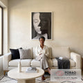 Quadro Decorativo: Essência Feminina em Preto & Branco em sala de estar moderna - quadros decorativos para sala