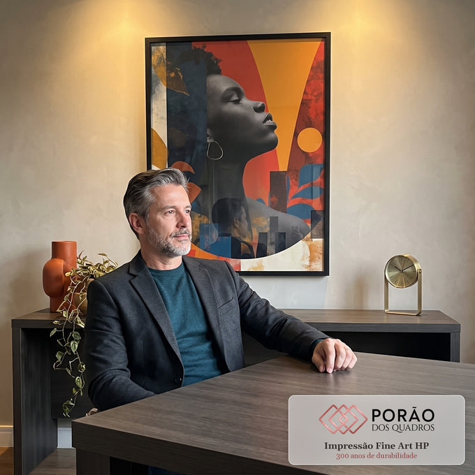 Quadro Decorativo Abstrato Serenidade e Força em escritorio moderno - quadros decorativos para sala