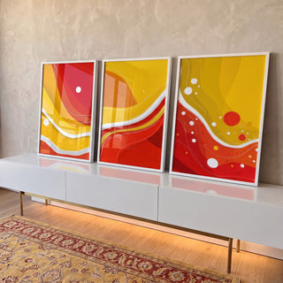 Quadro Decorativo Alegria em Três Painéis em ambiente decorado - quadros decorativos para sala