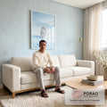 Quadro Decorativo Leão Branco na Neve em sala de estar moderna - quadros decorativos para sala
