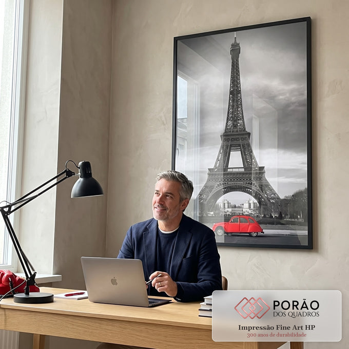 Quadro Decorativo Charme Parisiense: Elegância e Romance em escritorio moderno - quadros decorativos para sala