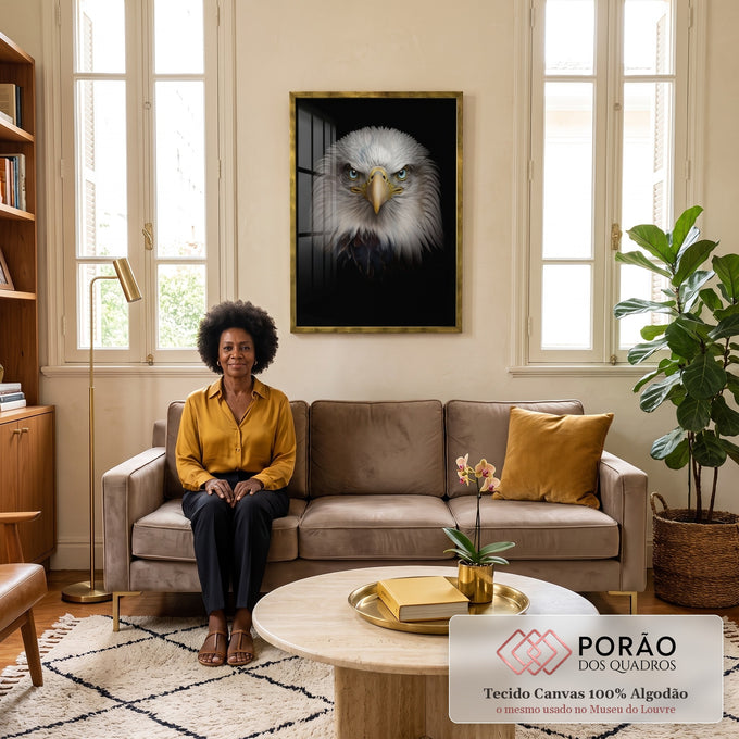 Quadro Decorativo Águia: Liberdade e Poder em sala de estar moderna - quadros decorativos para sala