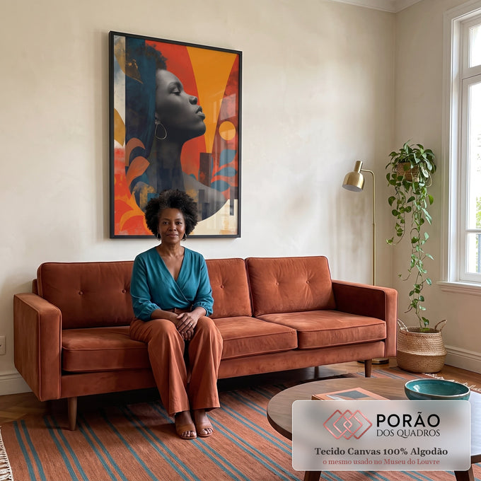 Quadro Decorativo Abstrato Serenidade e Força em sala de estar moderna - quadros decorativos para sala