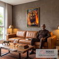 Quadro Decorativo Tigre Poder Fogo - Elegância e Impacto Visual para Seu Lar em sala de estar moderna - quadros decorativos para sala