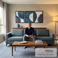 Quadro Decorativo Gratidão, Fé e Amor - Toque Azul em sala de estar moderna - quadros decorativos para sala